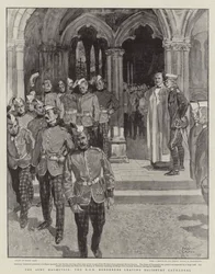 The Army Manoeuvres, the KOS Borderers leaving Salisbury Cathedral